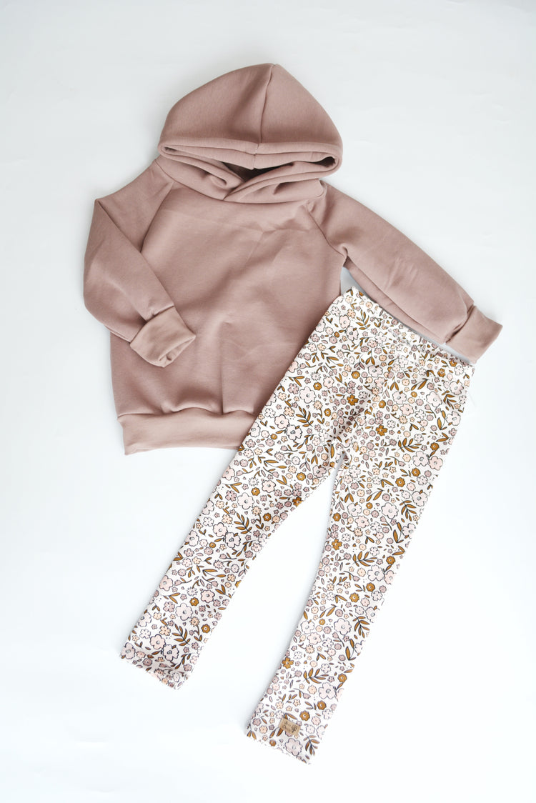 Outfit „Flowers“ (Hoodie mauve & Legging) Gr. 98/104