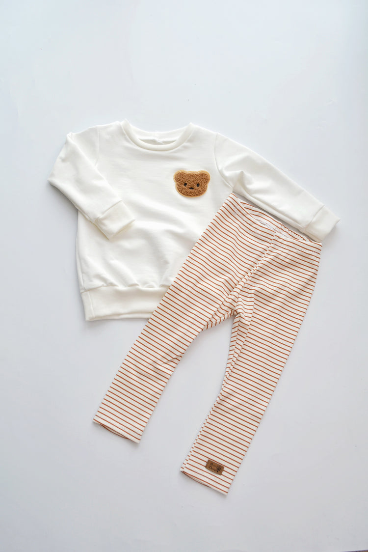 Outfit „Stripes" (Sweater Bär & Legging) Gr. 80