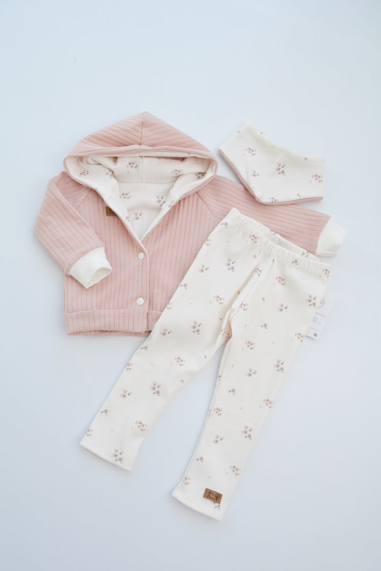 Kaputzenjacke, Legging & Halstuch "Mini Blumen" Gr. 74
