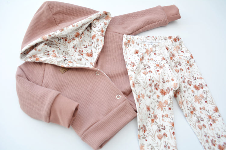 Kaputzenjacke & Legging "Blumen" Gr. 86/92