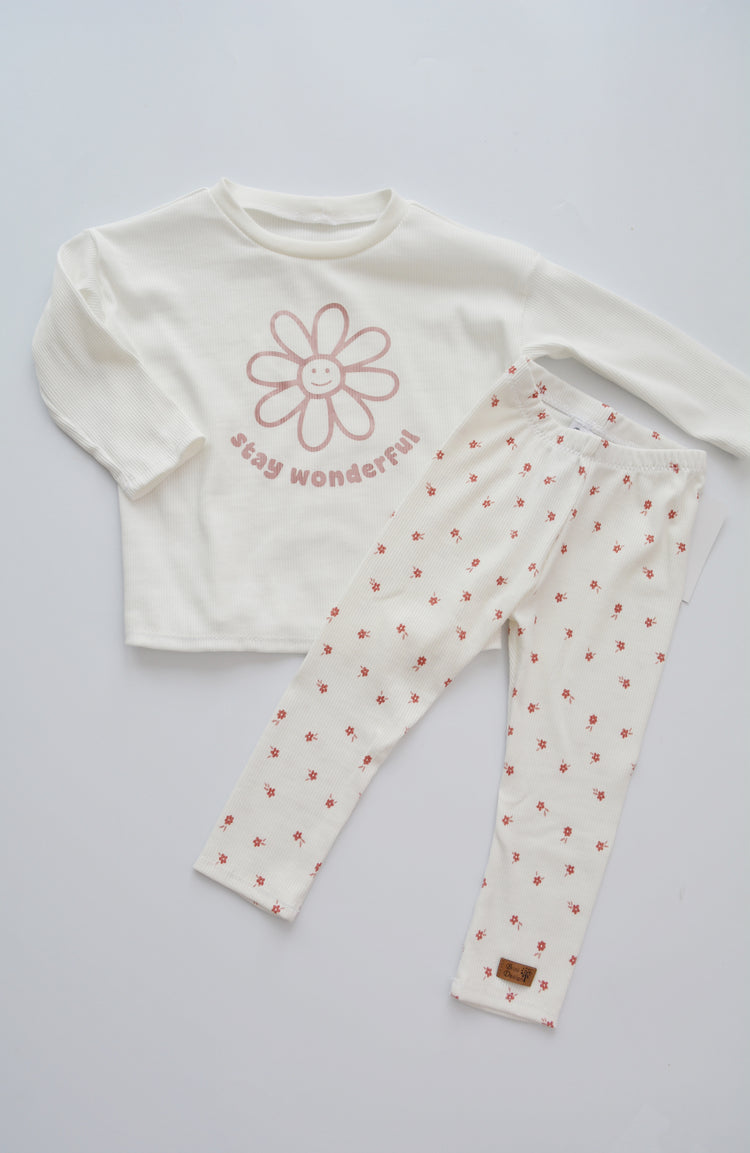 Outfit „Blumen“ (Sweater & Legging) Gr. 74/80