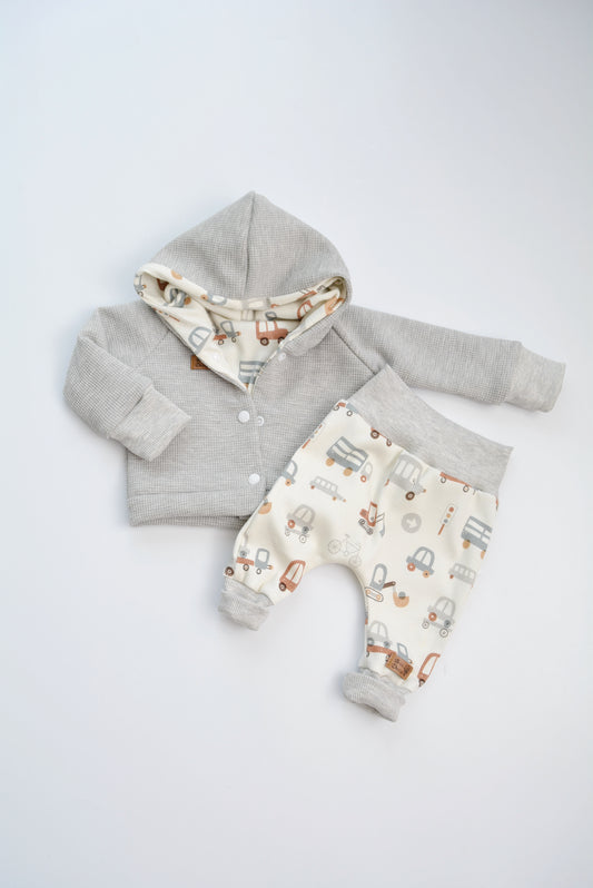 Outfit „Fahrzeuge" (Cardigan, Hose) Gr. 62