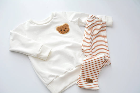 Outfit „Stripes" (Sweater Bär & Legging) Gr. 80