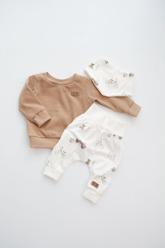 Outfit „Vintage Toys“ (Sweater, Hose & Halstuch) Gr. 56