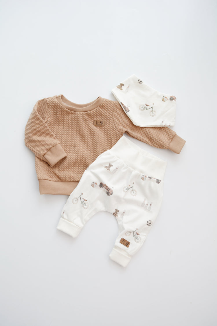 Outfit „Vintage Toys“ (Sweater, Hose & Halstuch) Gr. 56