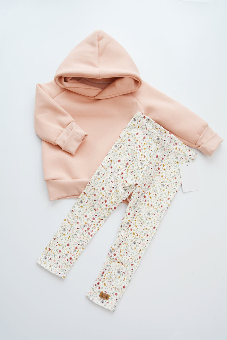 Outfit „Mini Blumen“ (Hoodie rosa & Legging) Gr. 86/92