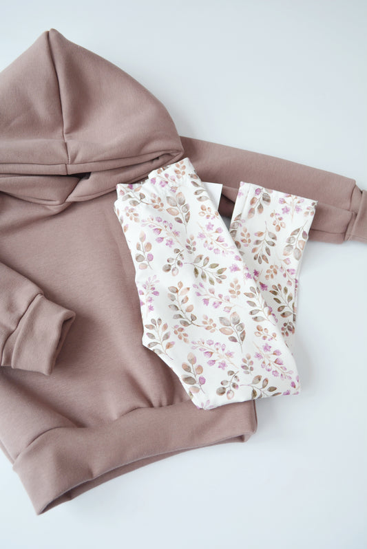 Hoodie mauve & Legging „Blumen“ Gr. 98/104