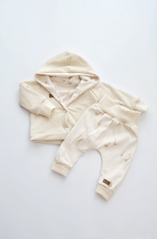 Outfit „Gänse“ (Kaputzenjacke & Hose) Gr. 68