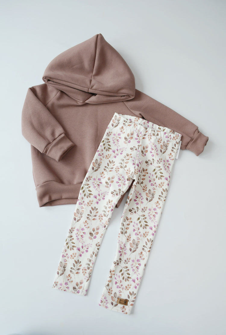 Hoodie mauve & Legging „Blumen“ Gr. 98/104