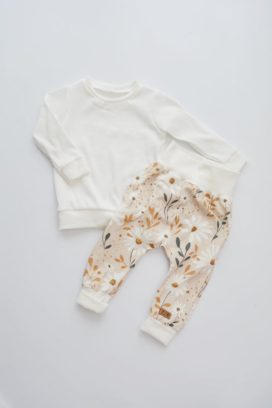 Outfit „Blumen“ (Sweater & Hose) Gr. 80