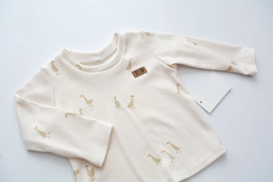 Shirt langarm Ripp „Gänse“ Gr. 80