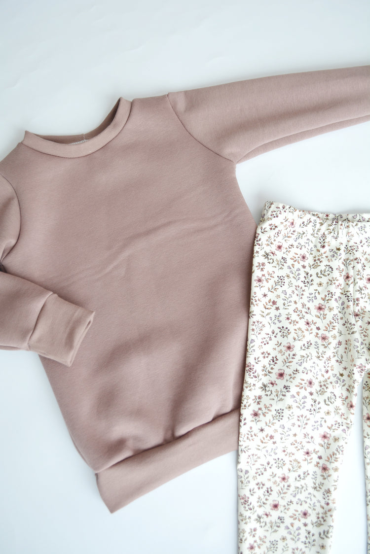 Outfit „Flowers“ (Sweater mauve & Legging) Gr. 104