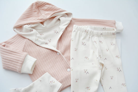 Outfit „Mini Blumen“ (Sweater, Legging & Halstuch) Gr. 74/80