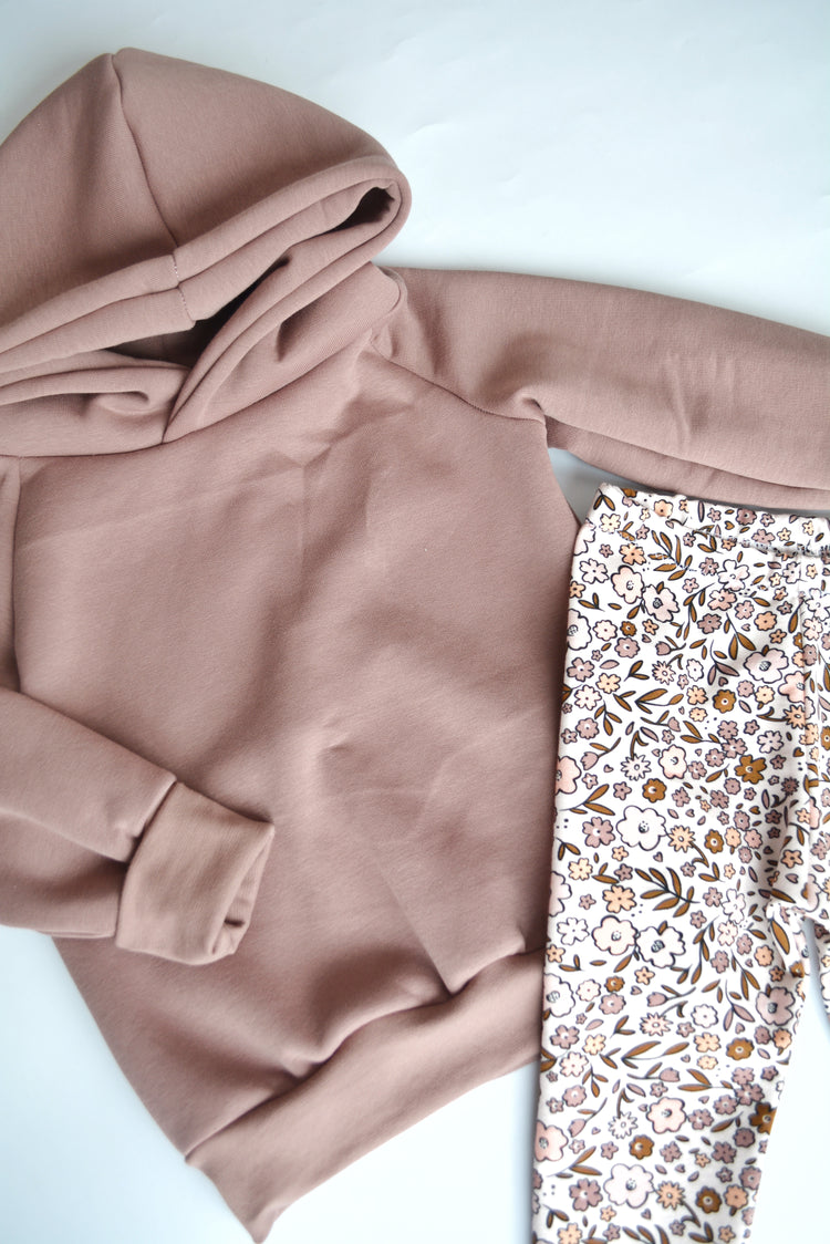 Outfit „Flowers“ (Hoodie mauve & Legging) Gr. 98/104