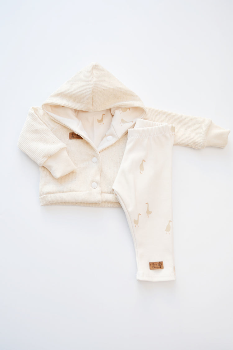 Outfit "Gänse" (Kaputzenjacke & Legging) Gr. 50