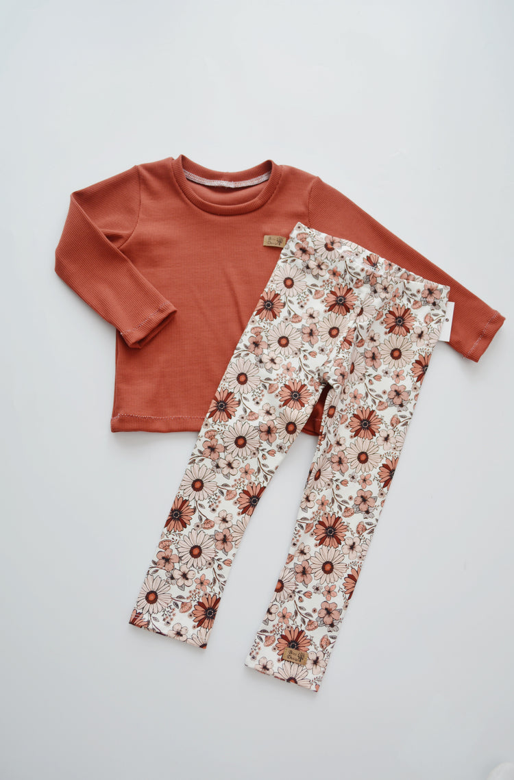 Outfit „Blumen“ (Shirt langarm & Legging) Gr. 92