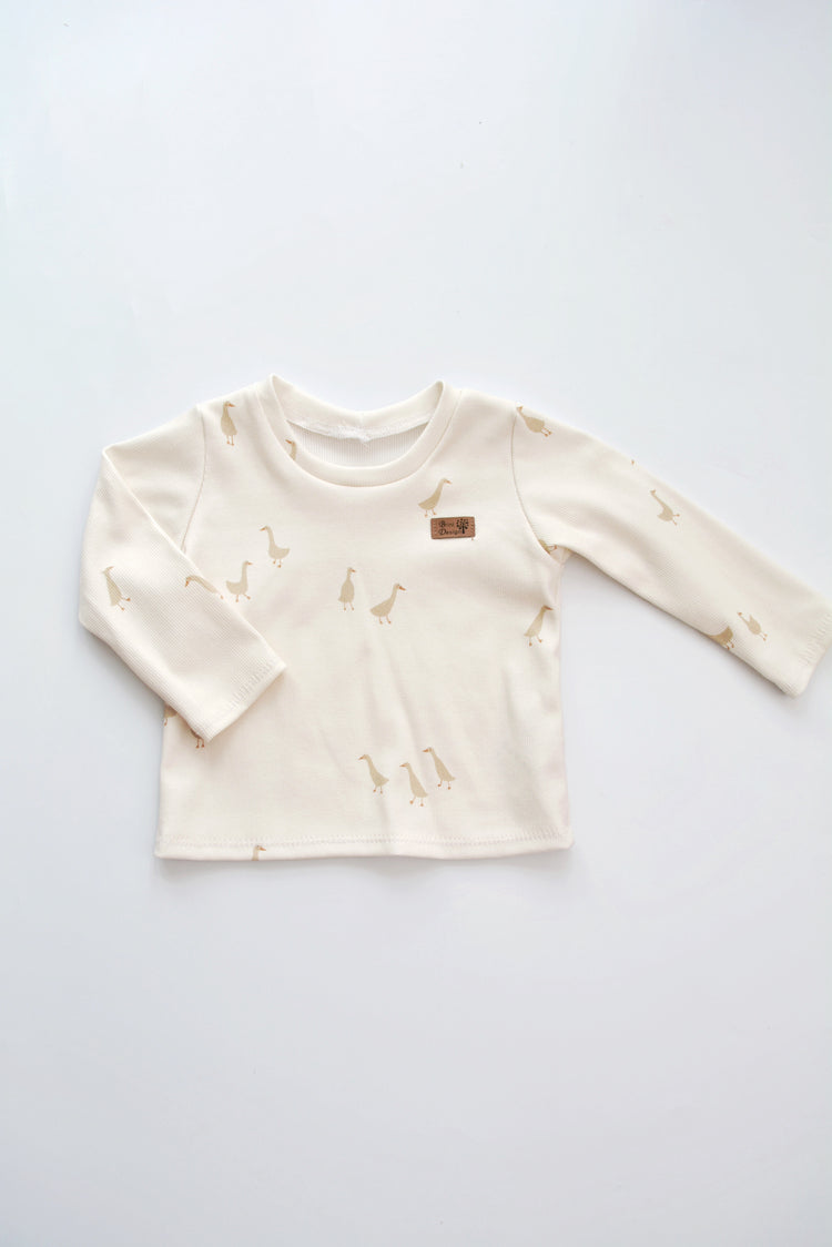 Shirt langarm Ripp „Gänse“ Gr. 80