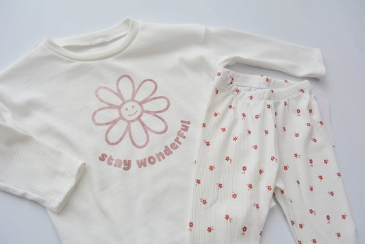 Outfit „Blumen“ (Sweater & Legging) Gr. 74/80