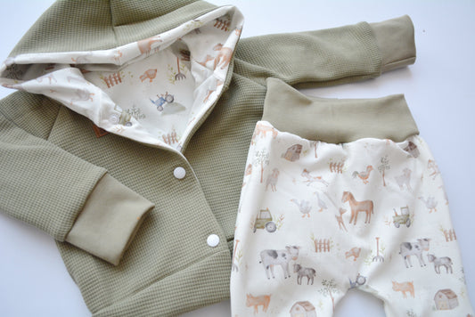 Outfit „Farm" (Kaputzenjacke, Hose) Gr. 74