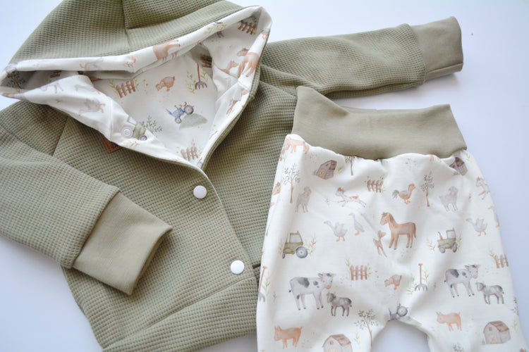Outfit „Farm" (Kaputzenjacke, Hose) Gr. 74