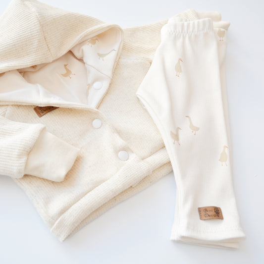 Outfit "Gänse" (Kaputzenjacke & Legging) Gr. 50