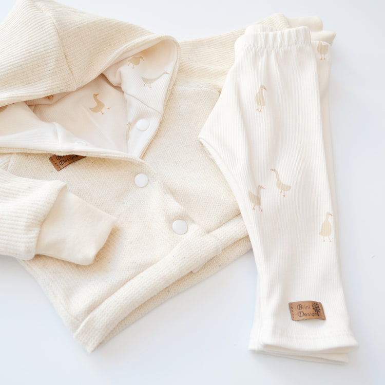Outfit "Gänse" (Kaputzenjacke & Legging) Gr. 50